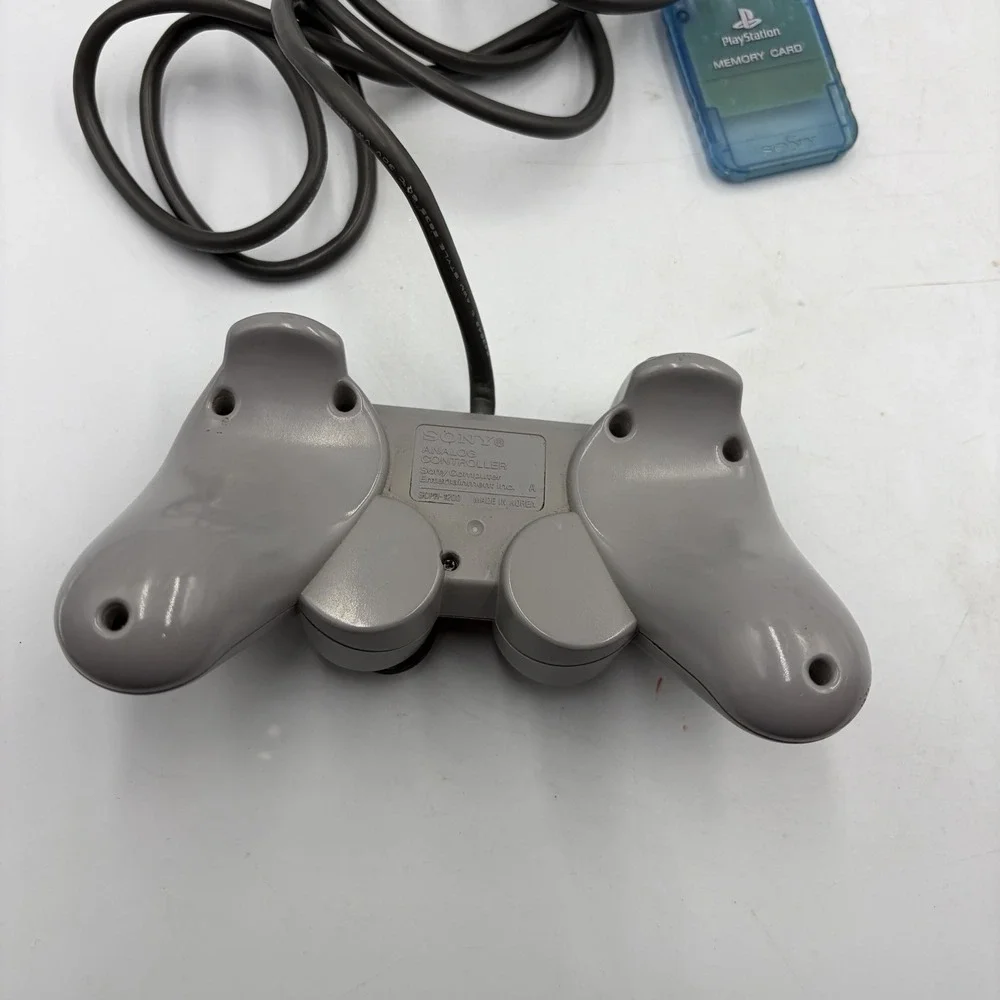 Sony OEM PlayStation DualShock Wired Controller Gray PS Video Game  Memory Card